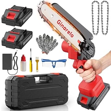 Mini Motosega Elettrica Sega Batteria - Motoseghe per Potatura Taglio Legno e Giardini Seghetto Elettrico con 800W Motori Brushed, 2 Potatore Batterie 6" Minisega Elettrosega Tagliarami Ginarelo