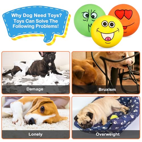 BORDEAG Quietschball Für Hunde, 6 Stück Hundeball Unzerstörbar, Hundespielzeug Ball, Dauerhaftes Quietschende Hundebälle, Weiches Latex Bouncy Fetch Bälle Für Große, Mittelgroße, Kleine Hunde
