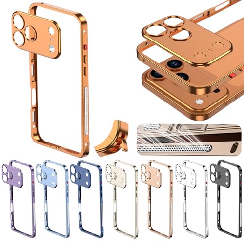 アイホン17 カバー アルミ 耐衝撃 アイフォン17 アルミケース 金属フレーム アイフォン17プロ向けケース 耐黄変 レンズ保護 放熱 軽量 ストラップホール付き 落下保護 シンプル メタルカバー (iPhone17Pro,オレンジ)