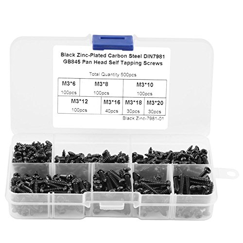 Hilitand HILITANDKZ597U16AY-02 500Pcs Screws M3 Screws Cross Drive Button Head Self Tapping Screws Kit cover