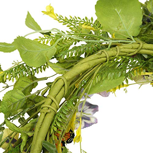 18 Inch Artificial Flower Wreath For Front Door Spring Summer Wreath With Butterflies And Silk Flowers Door Wreath For Home Wedding Farmhouse Holiday Decor #TOP4