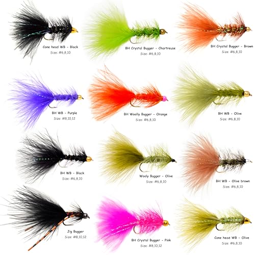 Image of Outdoor Planet Assorted Trout Fly Fishing Lure Pack of 10 /12 /15 /28 /35 /48 /66 Pieces Fly Lure + Double Side Waterproof Pocketed Fly Box