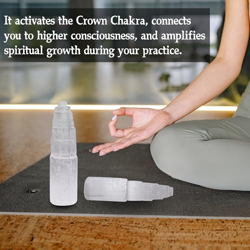 Image of Certified Selenite Tower Charging Plate - 15 cm Premium Selenite Stone for Crystal Charging - Elegant Selenite Plate for Bracelets and Healing Crystals - Natural Energy Amplifier and Cleanser