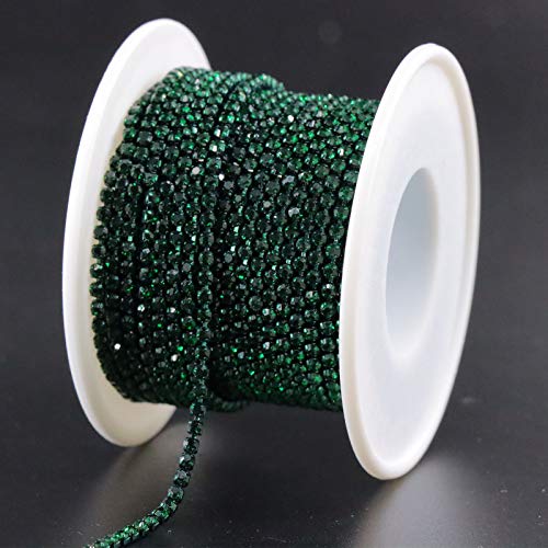 Jerler 10 Yards Crystal Rhinestone Trim SS6.5/2.0mm Close Chain for Sewing Crafts Ideal Wedding Party DIY Decoration