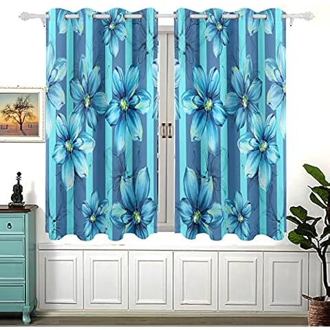 Flower Summer Jewelry Blackout Curtains Darkening Thermal Insulated Polyester Grommet Top Blind Curtain for Bedroom, Living Room,2 Panel (55W x 84L Inch) Cover