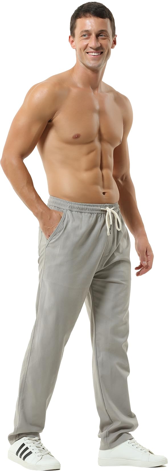 HOEREV Lin Pantalons décontractée de Plage été - 5