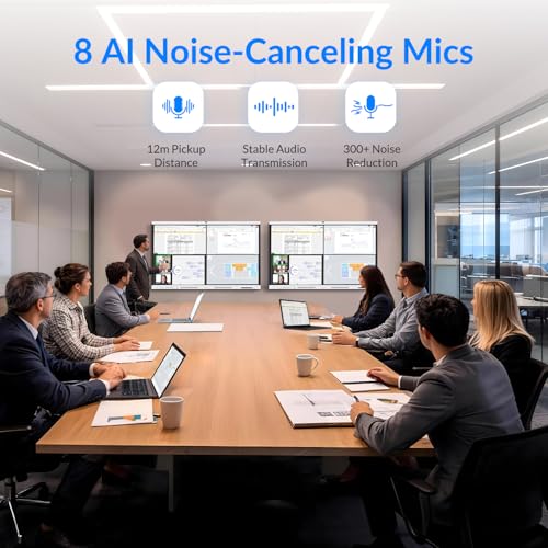 Image of Smart Board, 75 inch All-in-One Interactive Whiteboard, Google EDLA Certified, 48MP CMOS Sensor 4K UHD Camera, 8 AI Noise-Canceling Mics, for Professional Business Meetings and Classroom