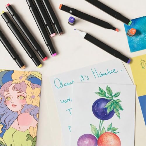 Estojo 60 Cores Caneta Ponta Dupla Marcador Touch Permanente Canetinha para Desenho Lettering Profis