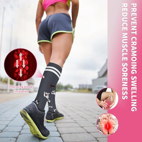 Image of Sooverki Compression Socks for Women & Men 6 Pairs is Best Supportive Knee High Stockings for Circulation, Travel, Nurses