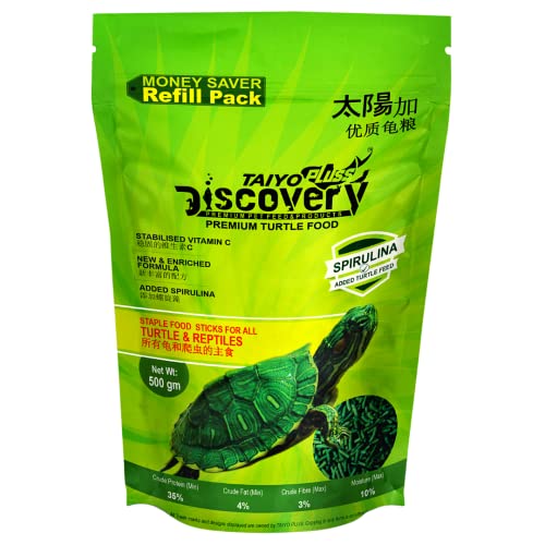 Image of Taiyo Pluss Discovery Turtle Food - 500 g Super Saver Refill Pouch (Improved Formula) | Complete Daily Nutrition Sticks with Spirulina & Vitamin C | Floating Sticks to Support Shell Strength & Growth