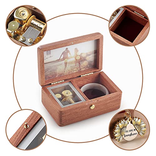 Softalk Vintage Jewelry Box Musical Boxs With Customizable Photos Case For Gifts Christmas Birthday And Valentine's Day（Simple Rosewood, Tune:can't Help Falling In Love） #TOP1