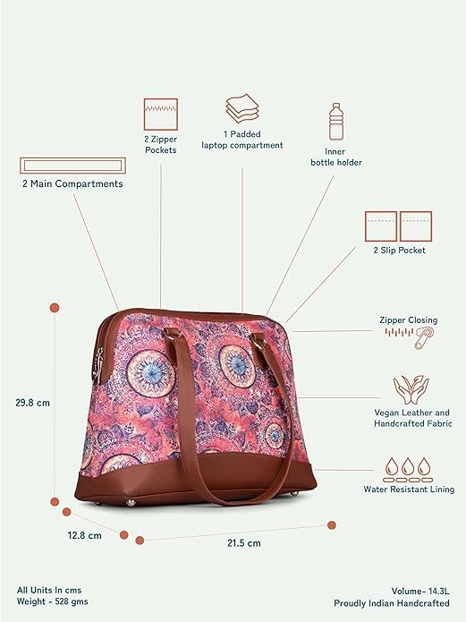 Women’s Jute & Vegan Leather Tote Bag – Handcrafted Work Shoulder Bag with Double Handles, Spacious Carryall for Office, Daily Use & Travel