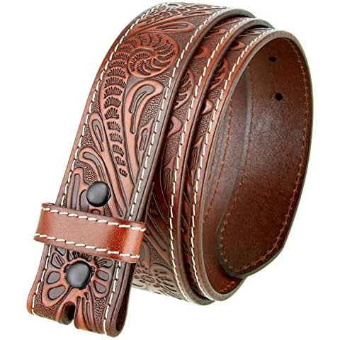 Genuine Full Grain Western Floral Engraved Tooled Leather Belt Strap 1-1/2" Wide (Tan, 34) Cover