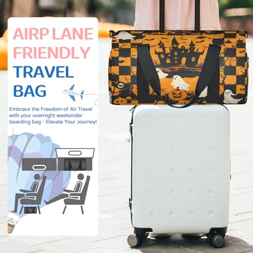 Halloween Themed Travel Duffle Bag Sports Yoga Weekender Overnight Workout Bags Spooky Lightweight Waterproof Gym Tote Bag for Women3