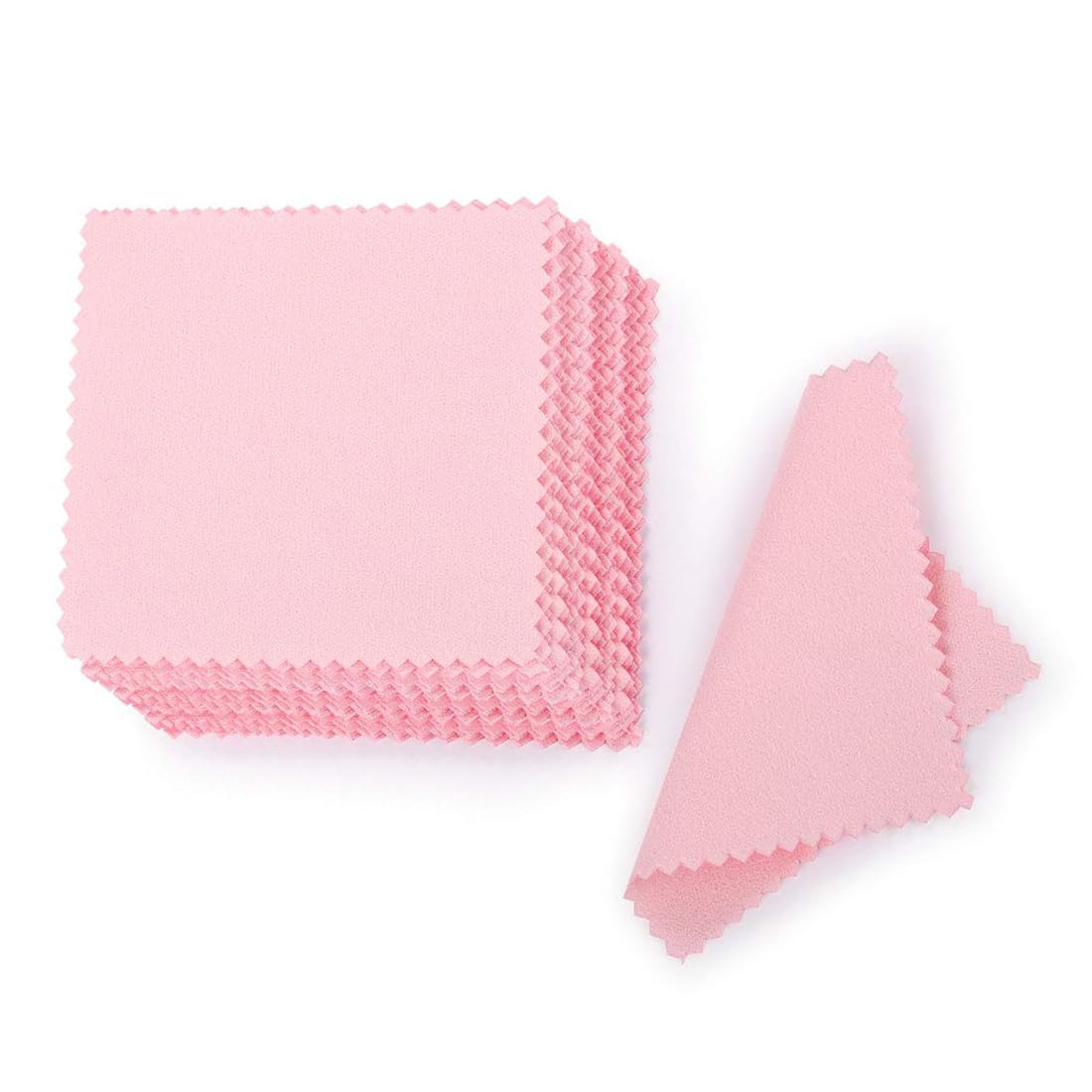 50pcs Jewelry Cleaning Cloth - Pink Polishing Cloth for Sterling Silver, Gold, Platinum - Small Polish Cloth 4 in x 4 in(10cm x 10cm)