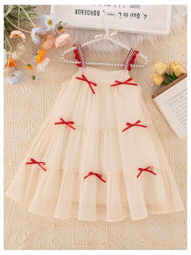 SOLY HUX Toddler Girl's Birthday Dress Bowknot Mesh Sleeveless Short Dress Cute Cami Dresses2