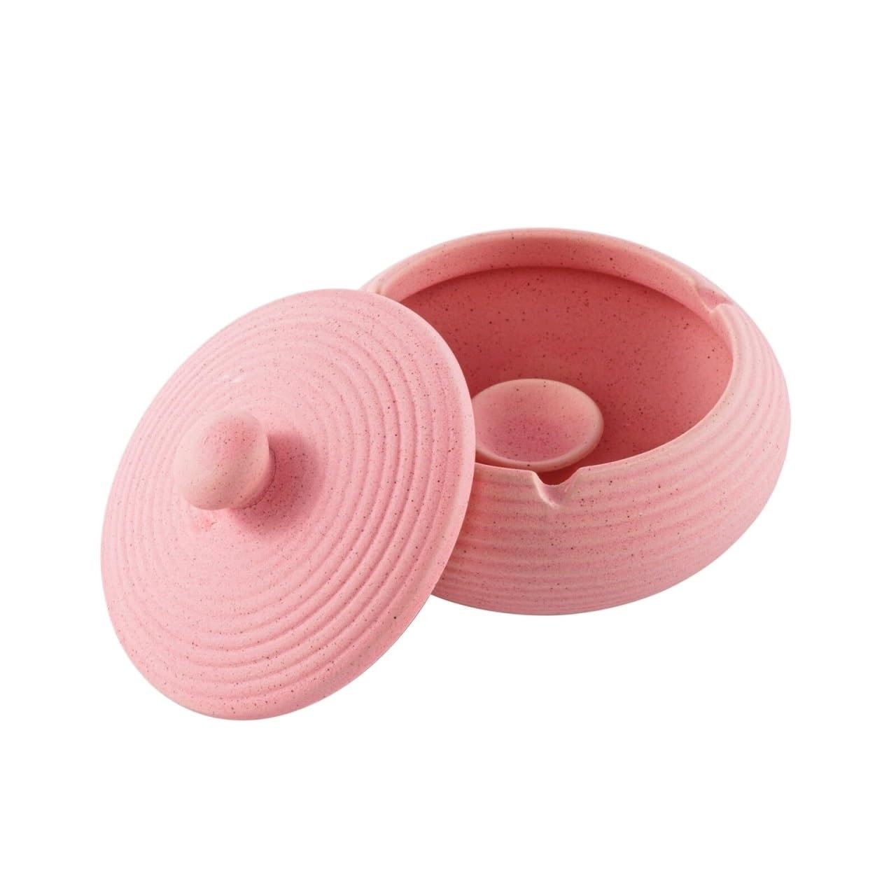 Smoking Ash Tray Ceramic Ashtray With Lid Windproof Desktop Cigarette Holder For Smokers Smokers(Pink)