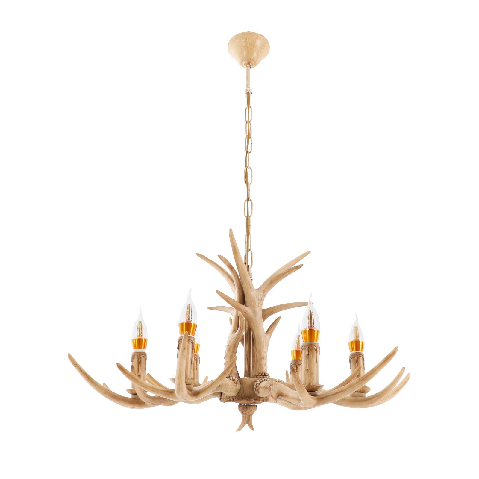 FENGLY 6-Light Antler Chandelier with 6X E14 Bulbs, Efficiency Class E