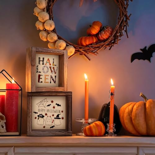 Image of ElasignShopo 5 Sets Halloween Embroidery Kit for Adult Beginners Pumpkin Bat Embroidery Starter Kit Halloween Cross Stitch Kits Needlepoint Kits Includes Instruction 2 Hoops Color Threads Needles