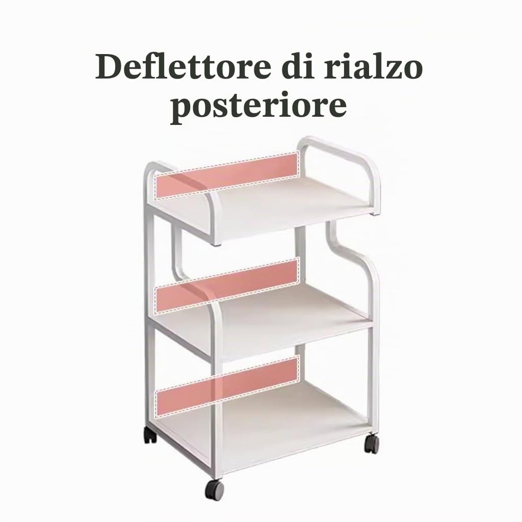 Carrello per estetista con ruote, carrello mobile per salone di bellezza, a 3 ripiani, per estetista (oro)