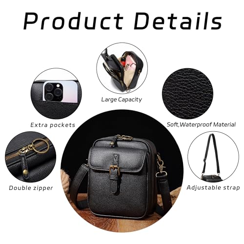 Crossbody Leather Bag for women, Vintage Messenger Bag, Large Capacity Shoulder Bags Anti Theft Sling Bag4