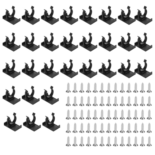 Wangzhenxi 30 Pcs Kitchen Plinth ClipsKickboard FixingsKickboard ClipsAttaching Bracket with with 60 Screws for Secure Skirting Board Installation