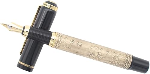 Miniatura 4 de Gullor Pluma estilográfica 507 - Bolígrafo mediano, diseño vintage en relieve con caballos