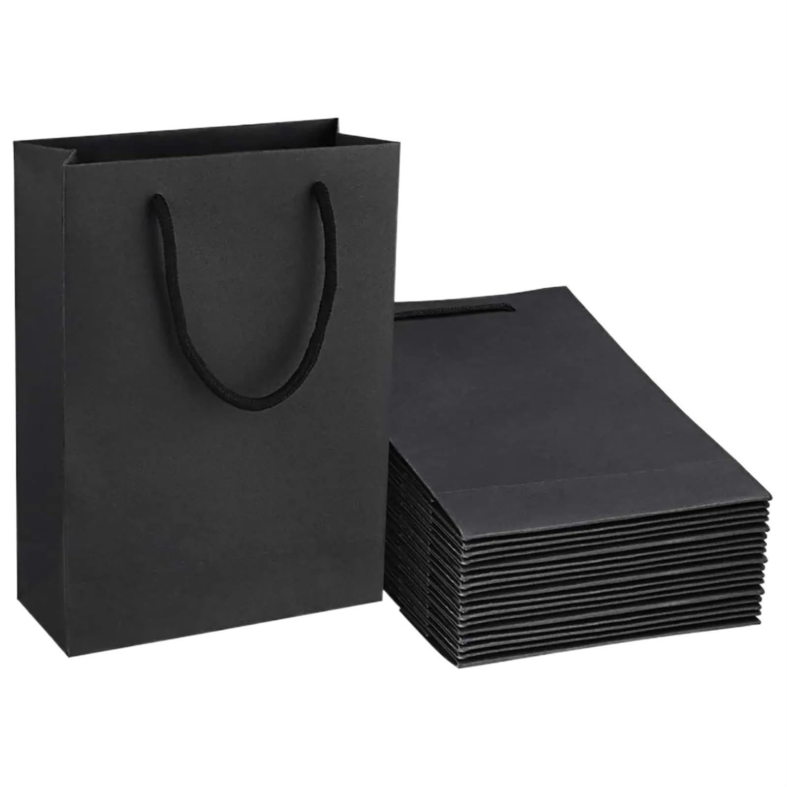 Pochette Cadeau Petits sacs en papier kraft épais avec poignées for petites entreprises, cadeaux for mariage, anniversaire, fête(13x6x19CM Vertical)