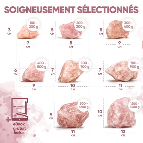 PURAJA Quartz Rose Pierre Naturelle | Pierre Brute de Première Qualité pour Informatique, Eau, Guérison, Porte-Bonheur ou Décoration – vue 6