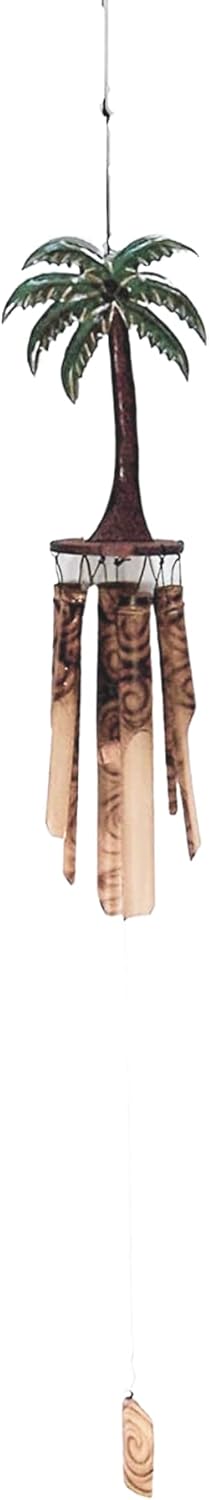Coastal Breeze Bamboo Chime: Handcrafted Palm Tree Wind Chime, Garden & Patio Decor, Unique Beach Theme Wind Chime, 37 Inches