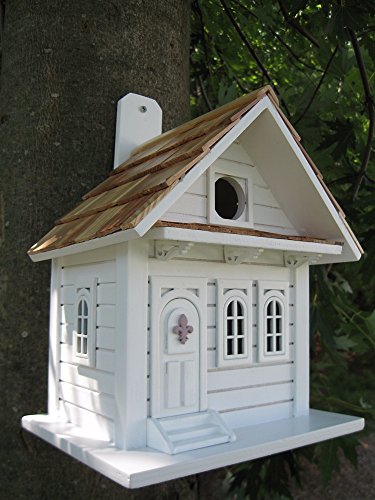 Nichoir à oiseaux avec toit Shotgun Cottage blanc cabane bois