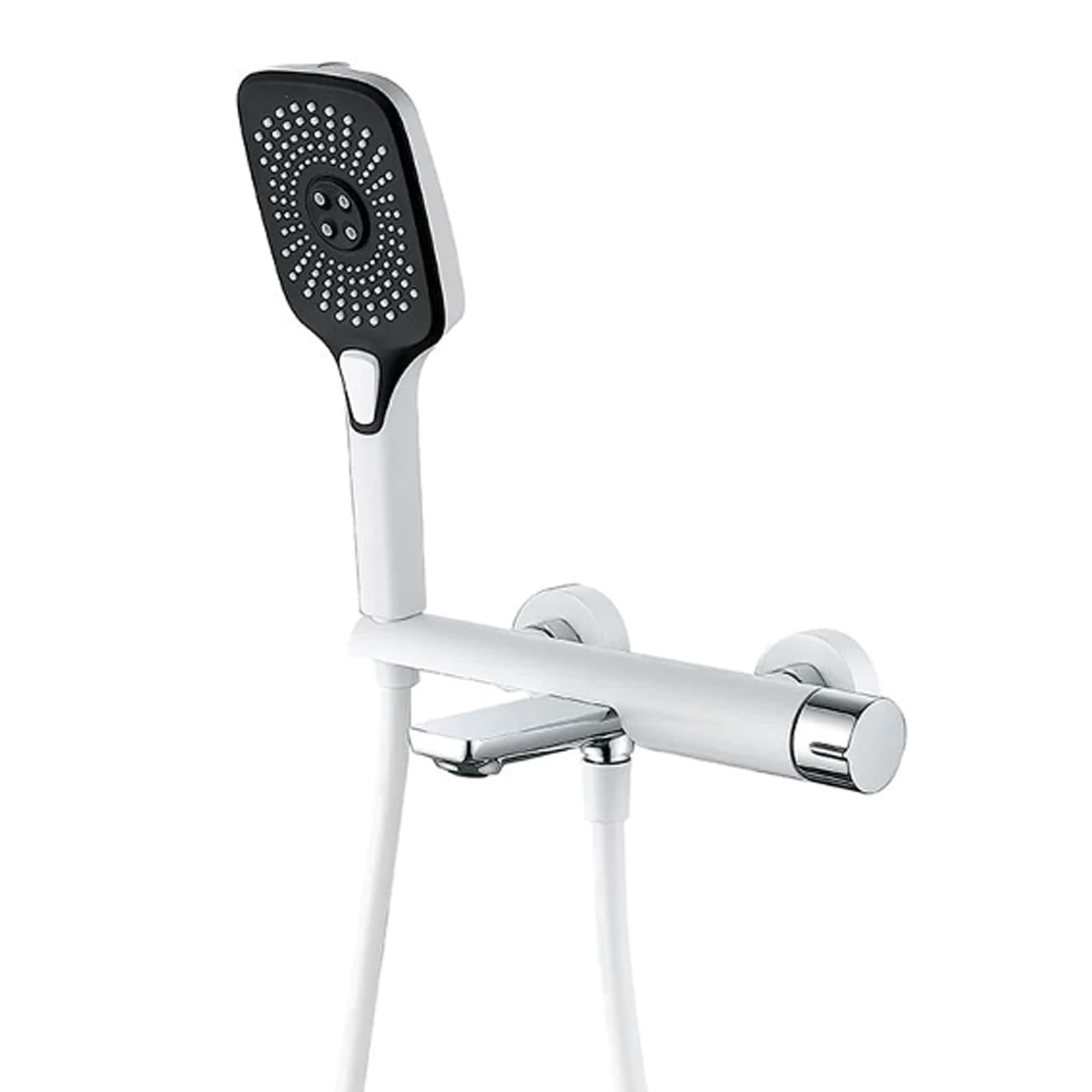 Robinet de baignoire en laiton blanc avec douchette et bec 90° haut de gamme