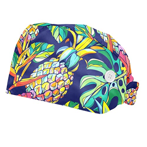 Chapeaux de travail ananas JDEZ anti-transpiration pour cheveux longs lot de 2
