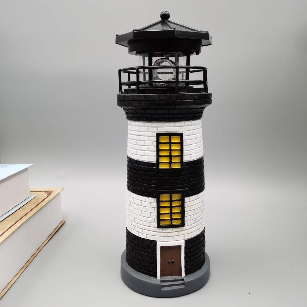 BESPORTBLE Solar-Leuchtturm Lampe - Dekorative Gartenbeleuchtung Mit Rotierendem Licht