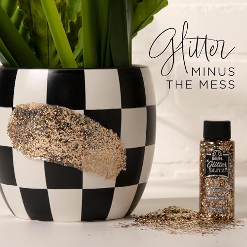Image of FolkArt Glitter Glitz Acrylic Craft Paint, Black, 2 fl oz