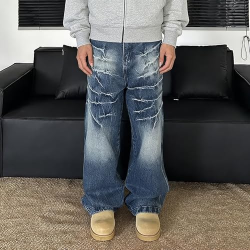 Jean homme regular coupe ample rétro pantalon droit léger
