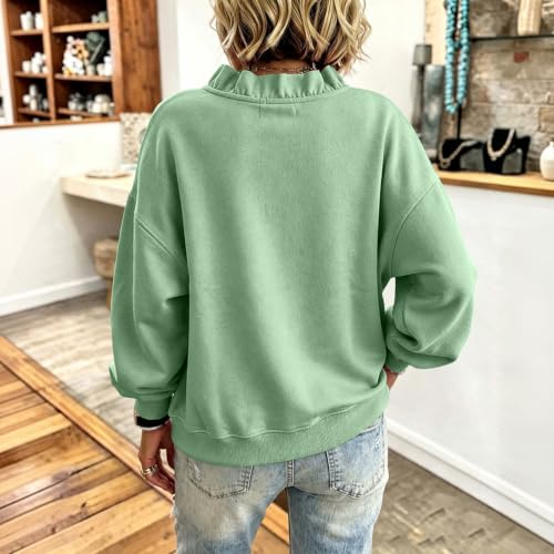SdGgsgv Ruffle Oversized V Neck Sweatshirt for Women Cute Trendy Pullover - image 7