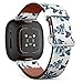 CJBROES Replacement Leather Watch Band, Compatible with Fitbit Versa 3 and Fitbit Sense of Wristband Bracelet Accessory - sea Fishes Colorful