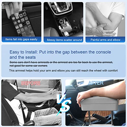 Image of CDEFG Car Armrest Support Elbow Rest Pad Armrest Extender Console Storage Organizer Universal Fit for Most Cars
