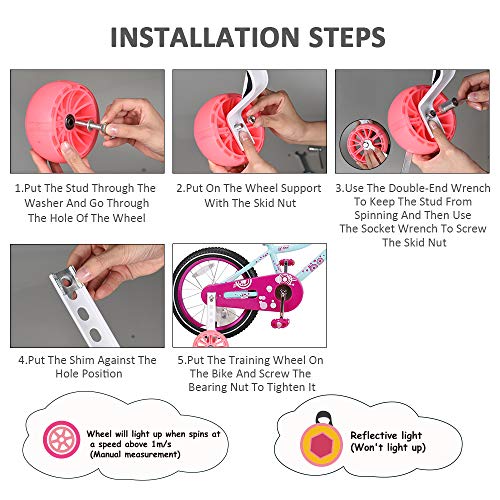 image for SPORUS Training Wheels, Thicken Bike Training Wheels for Kids Under 70