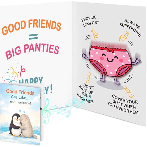 Funny Friendship Birthday Card for Best Friend, Big Panties Humor Greeting Card, Cute & Naughty...