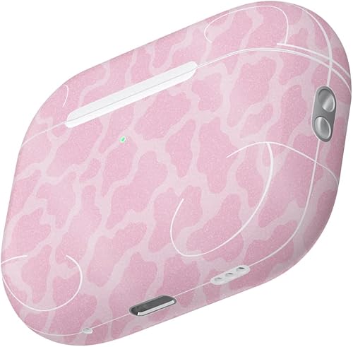 Miniatura 3 de MightySkins - Fundas con purpurina brillante (paquete de 2) compatibles con Apple AirPods Pro 2, diseño de jirafa rosa, acabado de purpurina