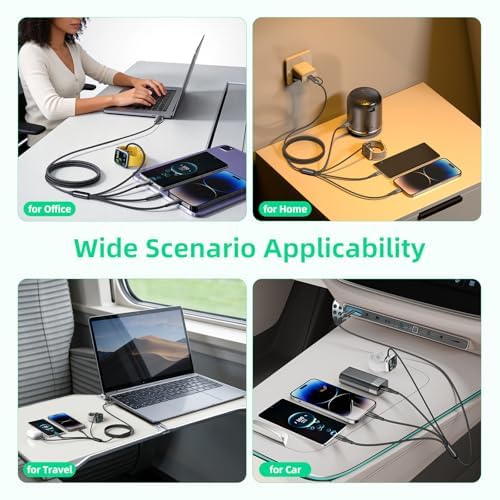 A-Pce 4-in-2 Multi Charging Cable with Smartwatch Charging, Black-3.5FT view 4