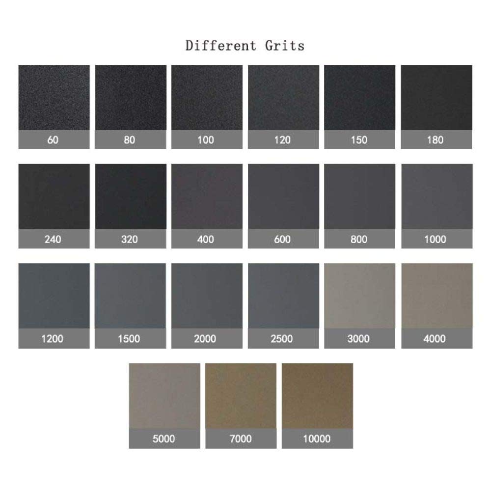 10 hojas 9 '' x11 '' Papel de lija abrasivo de carburo de silicio de 60 a 10000 granos húmedo/seco para lijado de automóviles, acabado de muebles de madera, 60