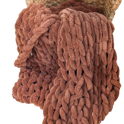 Donna Sharp Throw Blanket - Chenille Knitted Rust...