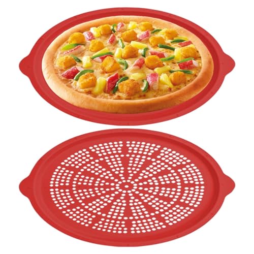 Lrtyui ピザパン | 2 枚 40 cm ノンスティック 食器洗い機 対応 プレート,オーブン 用 ピザ トレイ,アウトドア バーベキュー ピクニック ベーキング 用