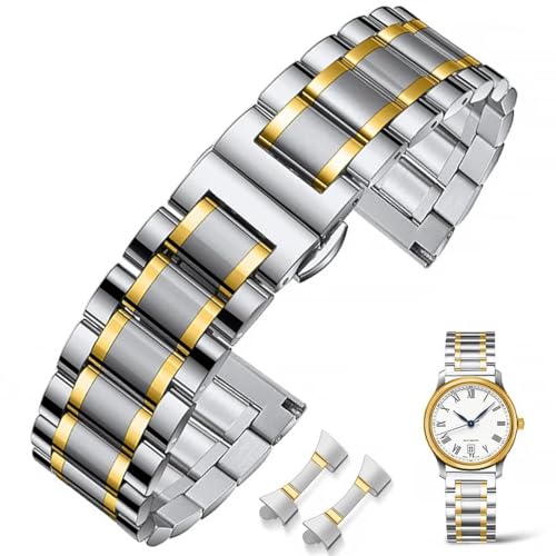 FOUUA Correa de Reloj Acero Inoxidable Metal Correa Pulsera de Metal 16 18 19 20 21 22 24 Reemplazo de la Banda con Doble Hebilla Negro o Plata Oro para Hombres Reloj de Mujer