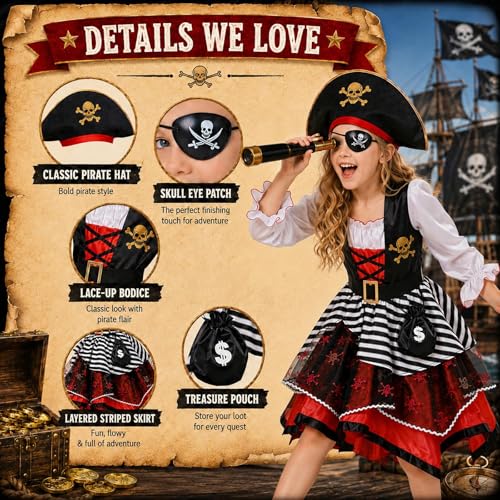 Disfraz de Pirata para Niñas miniatura 6