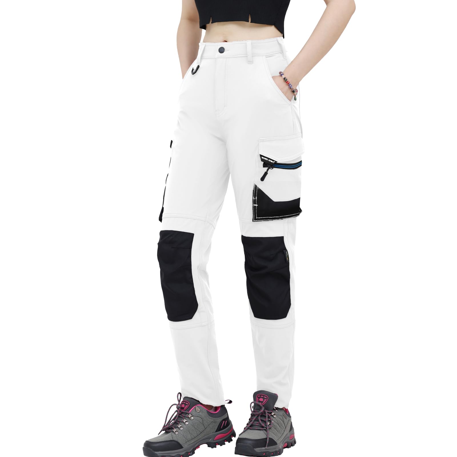 WORK IDEA Damen Slim-Fit Stretch Arbeitshose: Kritische Stoffbereiche aus Cordura – strapazierfähige Eleganz für vielfältige Arbeitsanforderungen.