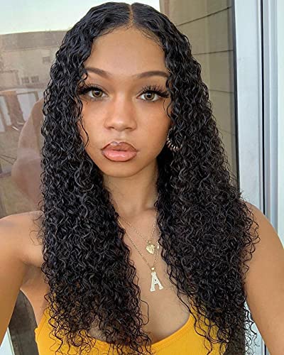 Lace Front Wigs Human Hair Deep Curly Wave Wigs 16Inches Brazilian Virgin Kinky Curly Lace Closure Wig Human Hair HD Tra